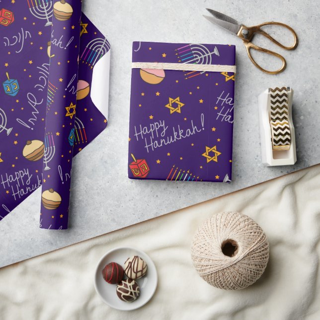 Papel De Regalo Purple Hanukkah (Artesanía)