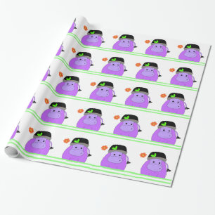 Papel De Regalo Purple Hippo Birthday Design