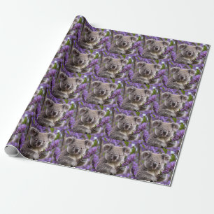 Papel De Regalo Purple Jacaranda Koala Bear,