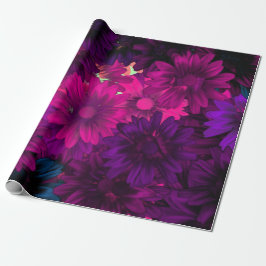 Papel De Regalo Purple magenta patrón floral moderno