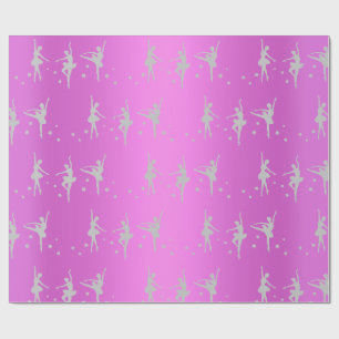 PAPEL DE REGALO PURPLE METALLIC BALLERINA BIRTHDAY BODA WRAP