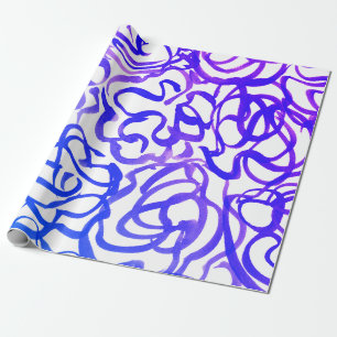 Papel De Regalo Purple Modern Swirls Resumen Diseño de acuarela