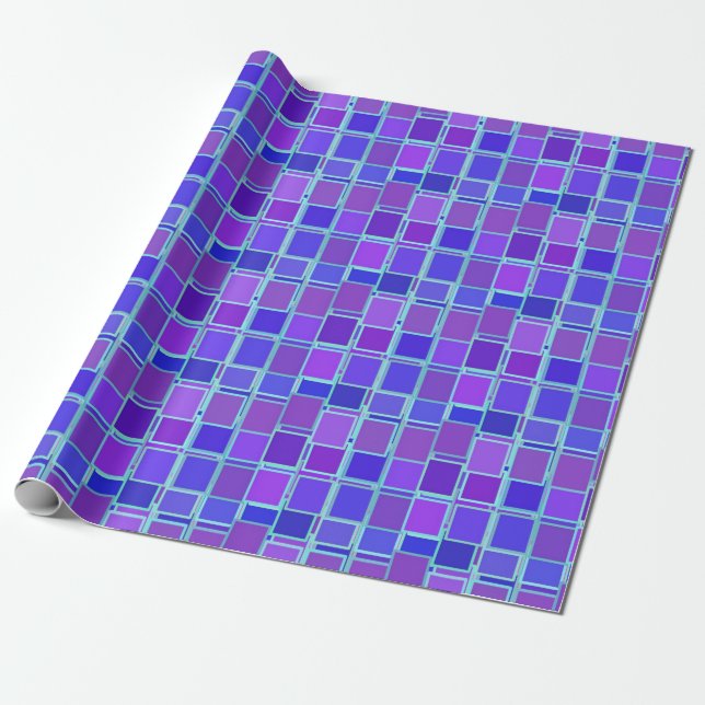 Papel De Regalo Purple Mosaic Squares Tile Pattern (Desenrollado)