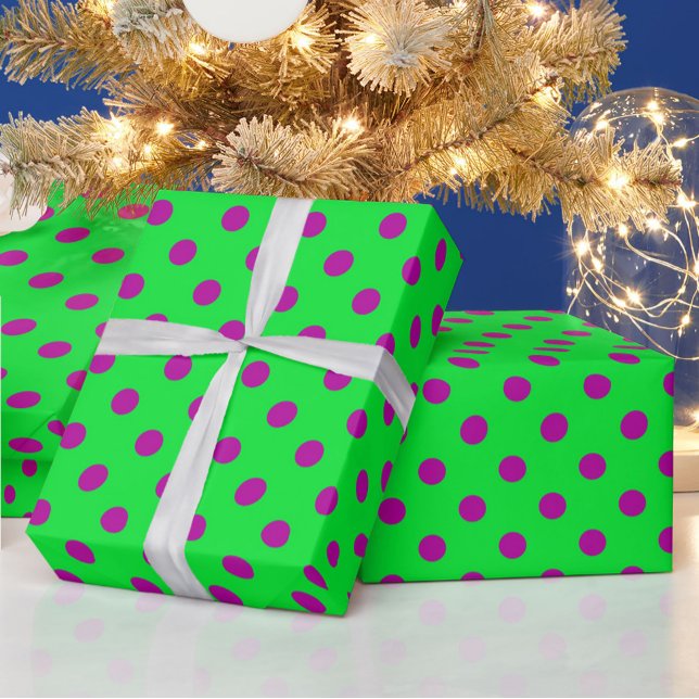 Papel De Regalo Purple On Green Polka Dots Pattern Design  (Subido por el creador)