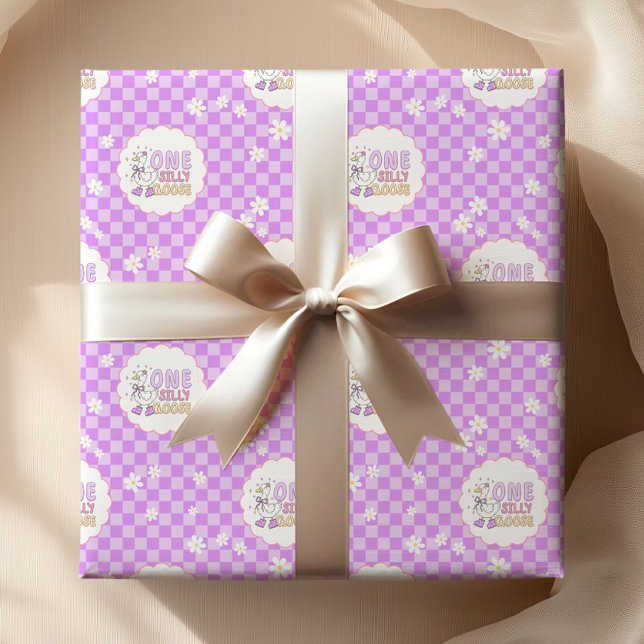 Papel De Regalo Purple One Silly Goose-Girl's First Birthday (Purple one silly goose wrapping paper.)