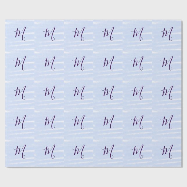 Papel De Regalo Purple pastel watercolor monogram name letterretro (Superficie plana)