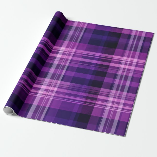 Papel De Regalo Purple Plaid (Desenrollado)