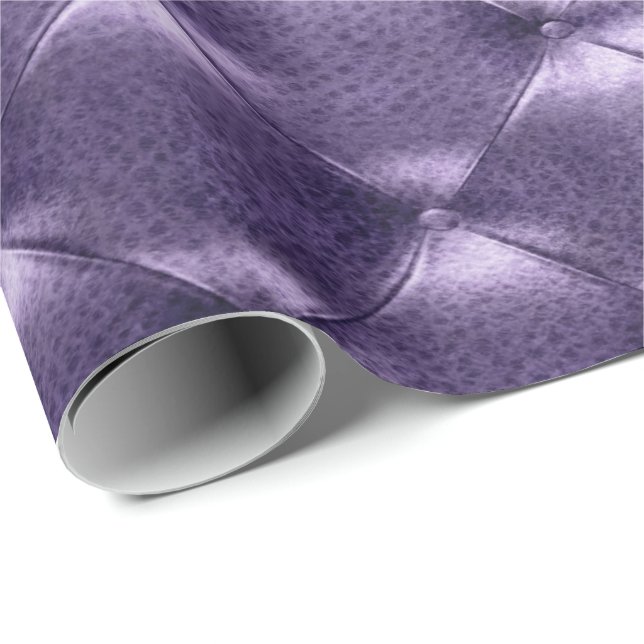 Papel De Regalo Purple Plum Glam Luxury Opulent Tufted Leather VIP (Esquina del rollo)
