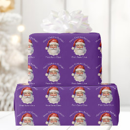 Papel De Regalo Purple Santa Claus Cute Personalized Christmas