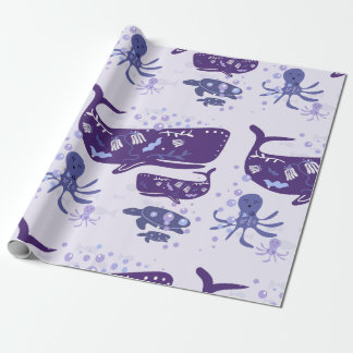 Papel De Regalo Purple Sea Creatures Whimsical