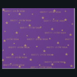 Papel De Regalo Purple & Tan Merry Christmas Star Gift Wrap<br><div class="desc">Un fondo morado junto con estrellas de Tan-Golden de tamaño medio y pequeño dispersas en un patrón con texto de Feliz Navidad escrito por todas partes. Personalizar esto o compra como está.</div>