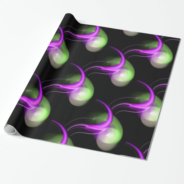 PAPEL DE REGALO PURPLE VERDE ALIEN PEARLS (Desenrollado)