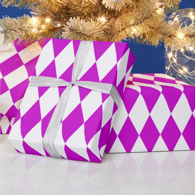 Papel De Regalo Purple White Harlequin Diamonds Checkers Design  (Subido por el creador)