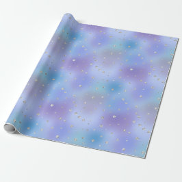 Papel De Regalo Púrpura Aqua Silver Sparkle Confetti