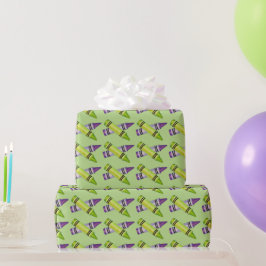 Papel De Regalo Púrpura artista de arte de Crayón verde