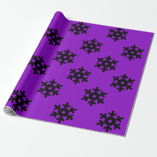 Papel De Regalo Púrpura con copos de nieve negros