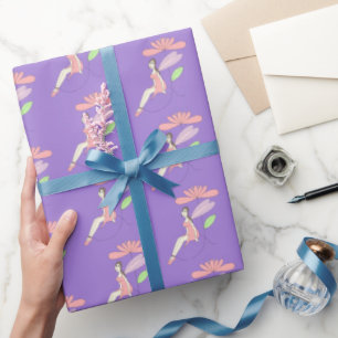 Papel de regalo púrpura de hada ilusima bajo flor