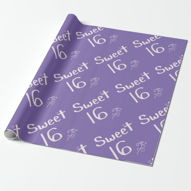 Papel De Regalo Púrpura del dulce 16 (Desenrollado)
