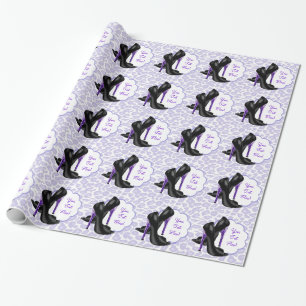 Papel de regalo púrpura del zapato del tacón alto