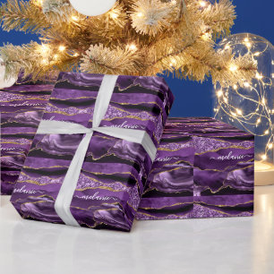 Papel de Regalo Purpura Dorado Brillante Agregar N
