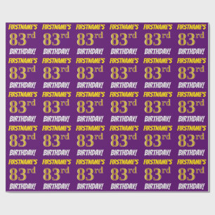 Papel De Regalo Púrpura, Faux/Imitation Gold, "83rd BIRTHDAY"