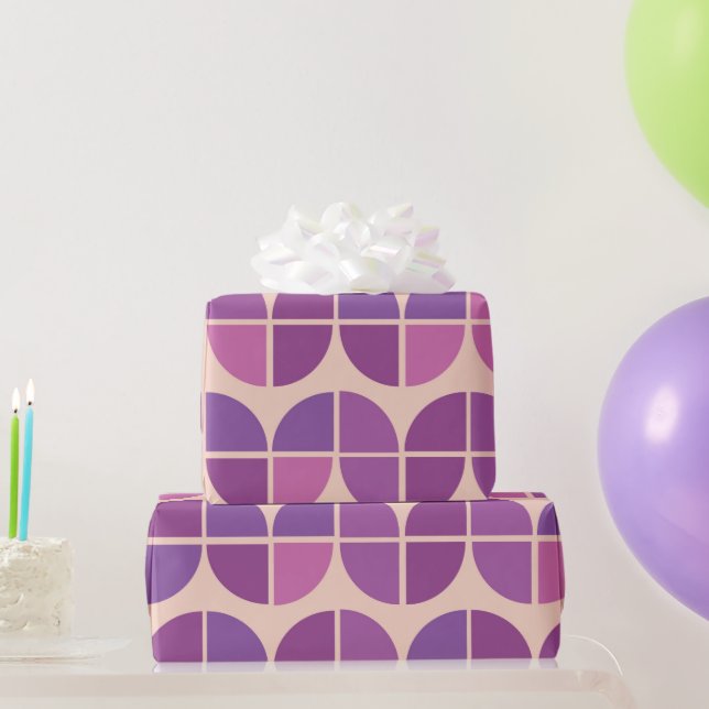 Papel De Regalo Púrpura Geométrica Moderna De Mediano Siglo (Regalos de fiesta)