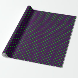 Papel De Regalo Púrpura oscuro y puntos de polka verde neón