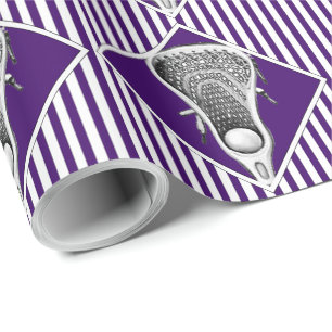 Papel de regalo púrpura para deportes de Lacrosse