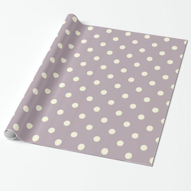 Papel De Regalo Púrpura pastel con puntos de crema (Desenrollado)