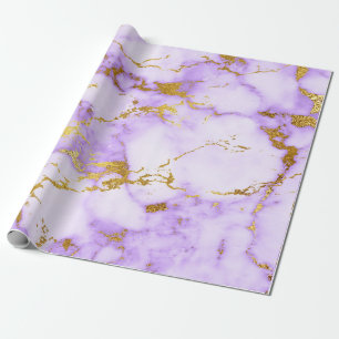Papel De Regalo Púrpura Pastel de oro Blanco Mármol Brillo brillan