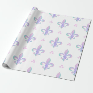Papel De Regalo Púrpura Pastel Fleur De Lis