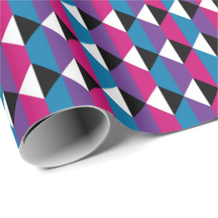 Papel De Regalo Púrpura, rosa, azul, negro y blanco