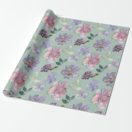 Papel De Regalo Púrpura rosa Petela Fondo verde de la menta