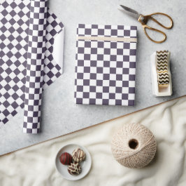 Papel De Regalo Púrpura tablero de cheques blanco