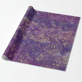 Papel De Regalo Púrpura y dorado con salpicaduras Glam moderno