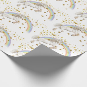 Papel De Regalo Purpurina arcoiris Fiesta de Unicornio