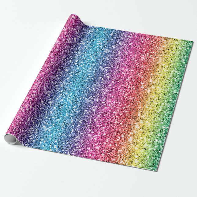 Papel De Regalo Purpurina arcoiris sin foco-10 (Desenrollado)