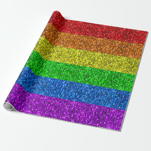 Papel De Regalo PURPURINA arcoíris vibrante de la bandera LGBT des