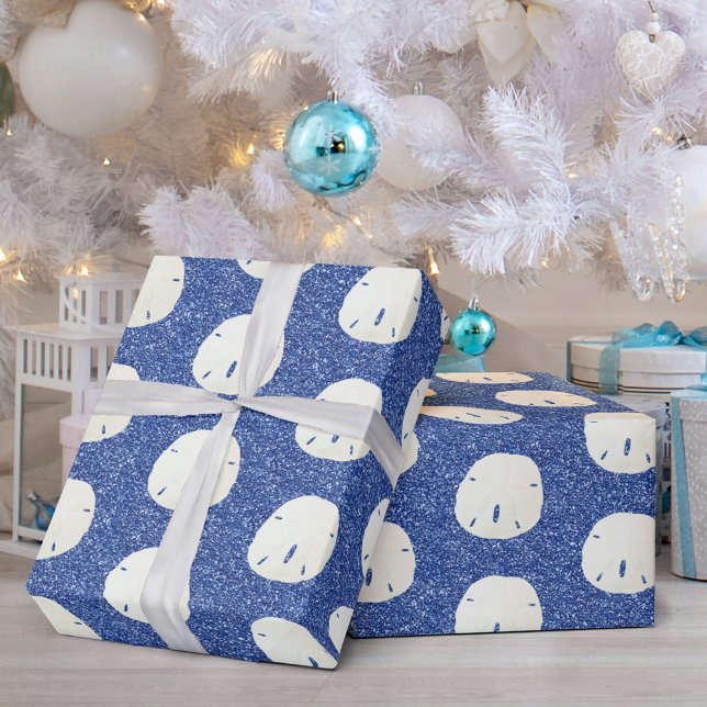 Papel De Regalo Purpurina azul de la marina Navidades de mar (Subido por el creador)