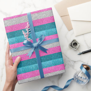 Papel De Regalo Purpurina azul y blanco rosado del orgullo gay tra