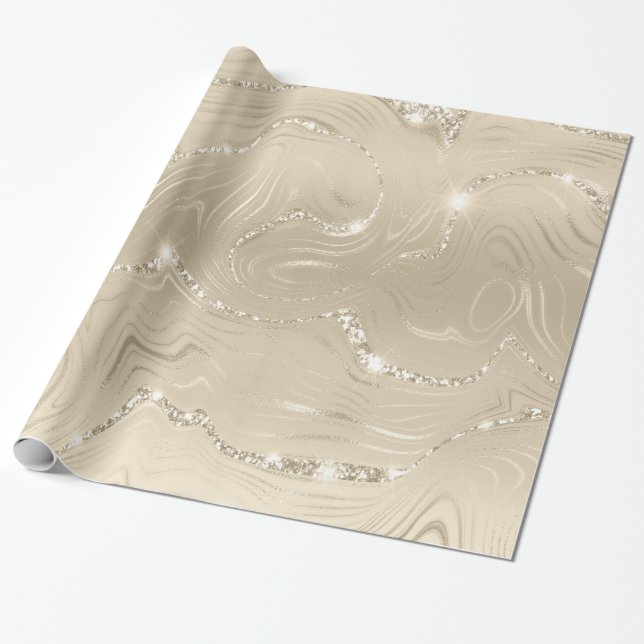 Papel De Regalo Purpurina beige de fondo de Champagne de lujo (Desenrollado)