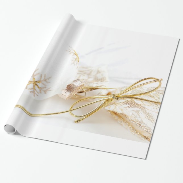 Papel De Regalo Purpurina blanco del oro de lujo de los ornamentos (Desenrollado)