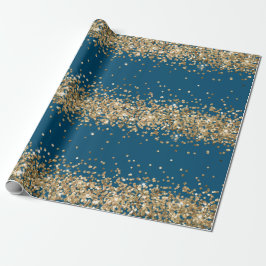 Papel De Regalo Purpurina Blue Gold Sparkle