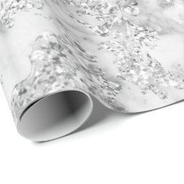Papel De Regalo Purpurina Brie Marble Gray Gray Silver Stone Abstr