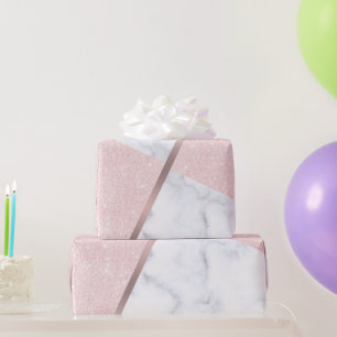 Papel De Regalo Purpurina color de rosa femenino elegante del oro