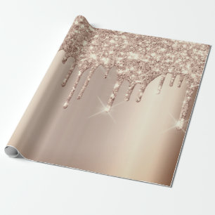 Papel De Regalo Purpurina color de rosa rosado de los goteos del