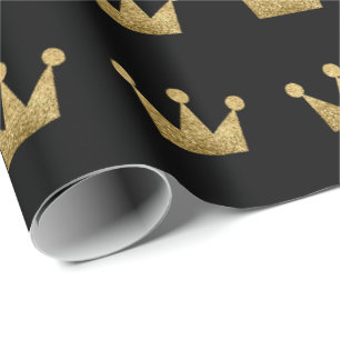 Papel De Regalo Purpurina Crowne Black Gold Graduation VIP