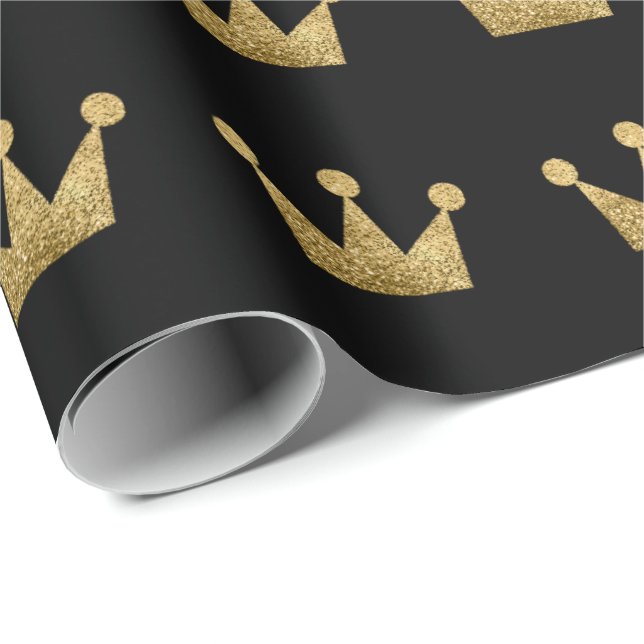 Papel De Regalo Purpurina Crowne Black Gold Graduation VIP (Esquina del rollo)