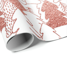 Papel De Regalo Purpurina de arbol de Navidad Rosa de hielo Oro Bl