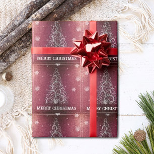 Papel De Regalo Purpurina de árbol de Navidad y copos de nieve R